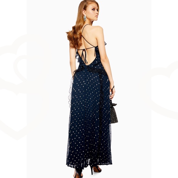 Beautiful lace navy metallic dress - Picture 7 of 7